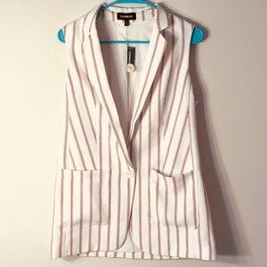 🍒 NWT Express Pin Stripe Cherry Vest Size S